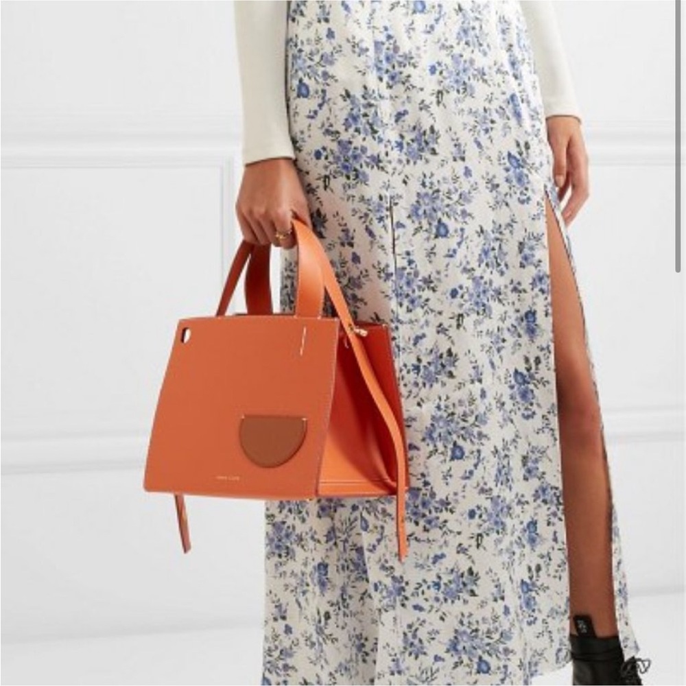 NWT RARE DANSE LENTE Margot Leather Tote Bag Sunset Orange
